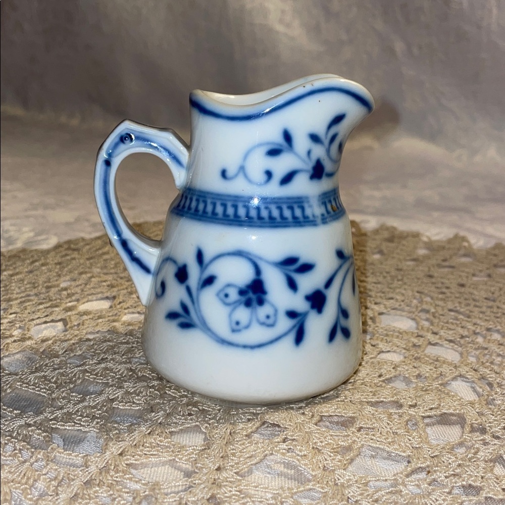 Vintage Blue and White Floral Mini Pitcher - Picture 3 of 5